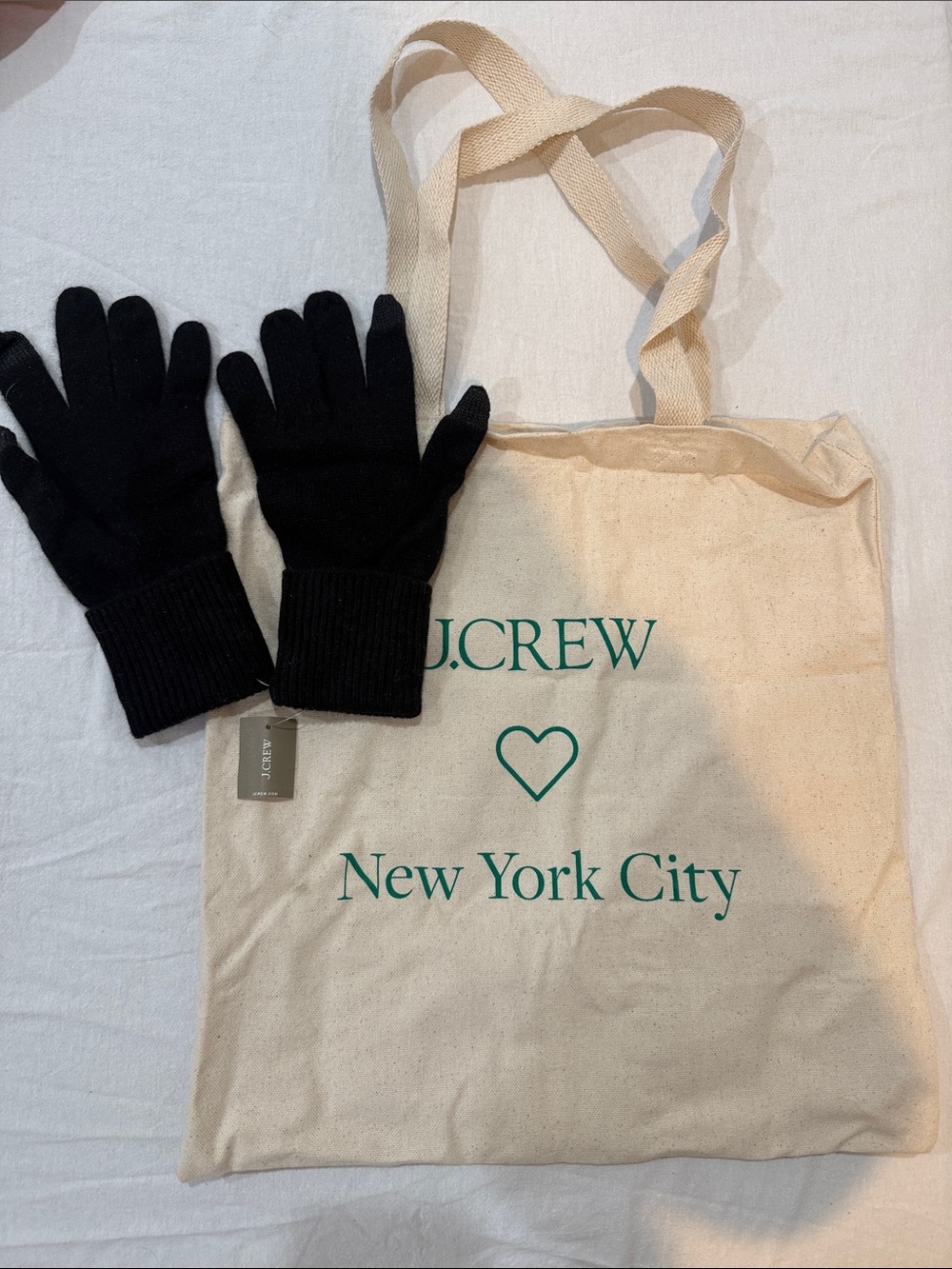 J. Crew Black Knit Gloves — Ribbed Cuff Winter Pair